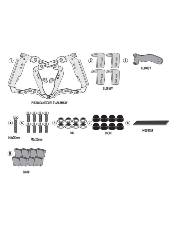 Zusätzliche Adapterrahmen für Monokey CAM-SIDE Koffer, Givi PL5146CAM - 1 Zusätzliche Adapterrahmen für Monokey CAM-SIDE Koffer, Givi PL5146CAM - 1