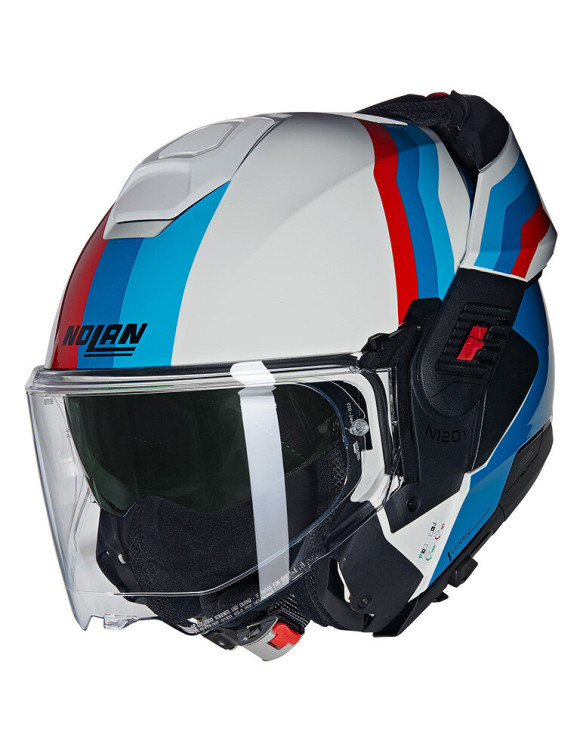 Casco Moto Modulare Nolan N120-1 Lineo 347 White/Blue/Red Lucido - 2 Casco Moto Modulare Nolan N120-1 Lineo 347 White/Blue/Red Lucido - 2