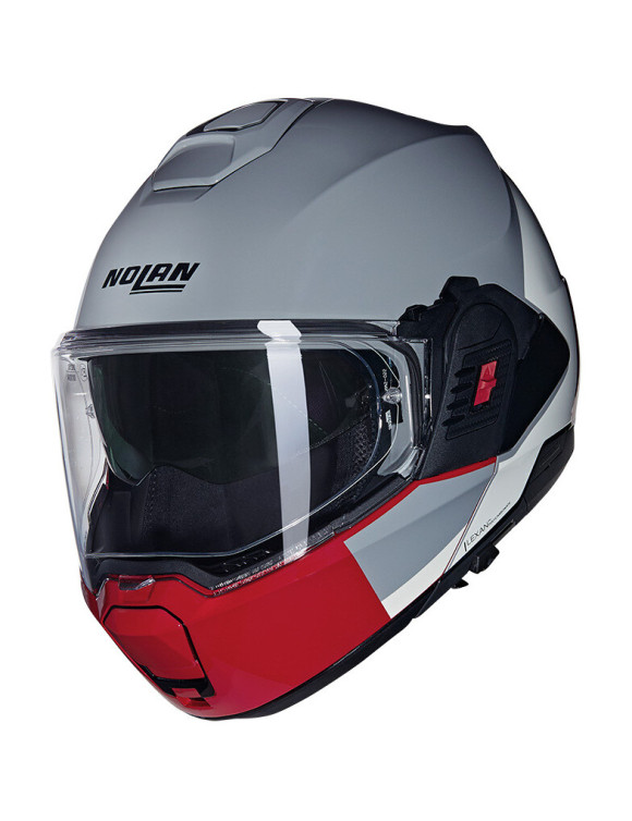 Casque Moto Modulaire Nolan N120-1 Grafo 349 Gris/Rouge Brillant - 1 Casque Moto Modulaire Nolan N120-1 Grafo 349 Gris/Rouge Brillant - 1