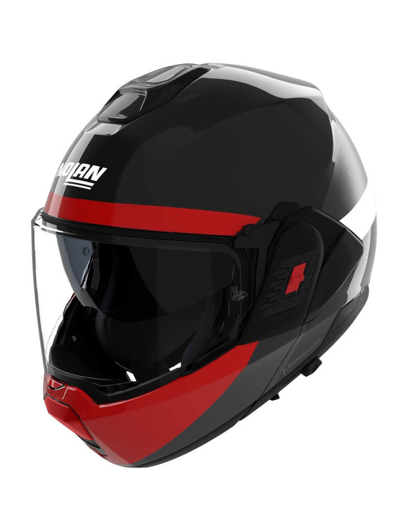 Casco de Moto Modular Nolan N120-1 Blocco 357 Negro/Rojo Brillante