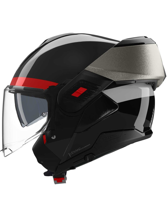 Casco de Moto Modular Nolan N120-1 Blocco 357 Negro/Rojo Brillante - 4