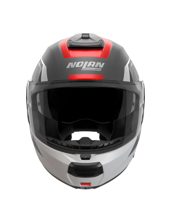 Casco de Moto Modular Nolan N100-6 Cinetico 361 Gris/Rojo/Negro Mate - 3