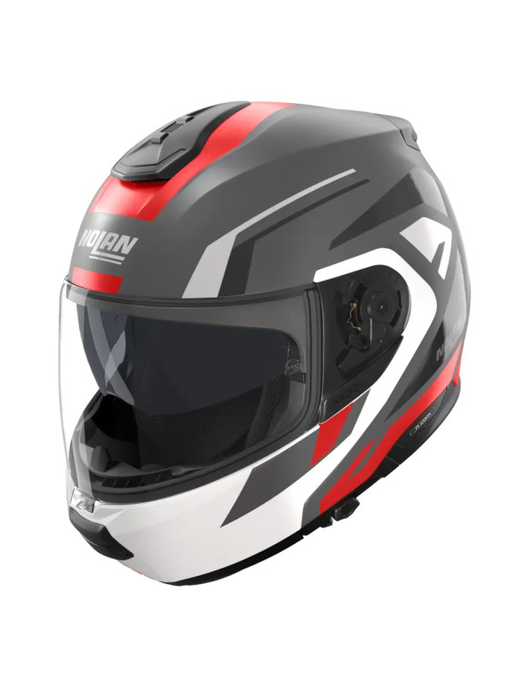 Casco de Moto Modular Nolan N100-6 Cinetico 361 Gris/Rojo/Negro Mate
