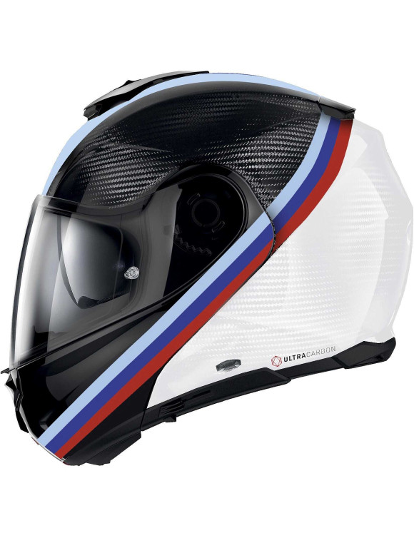 Nolan X-1005 Ultra Carbon Gemini 349 Glänzend Schwarz/Weiß/Blau Modular-Motorradhelm