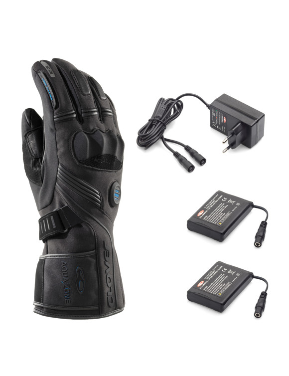 Men's Clover Polar-2 WP Motorcycle Gloves with Battery Black - 1