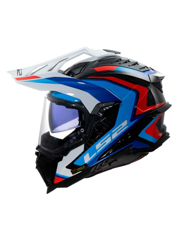 Casco de Moto Integral LS2 MX701 Explorer Hexa Azul/Blanco/Rojo Brillante - 2