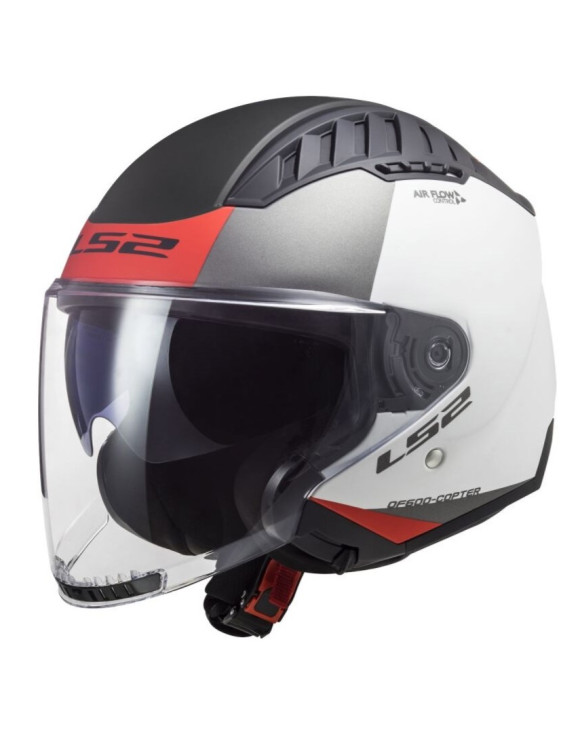 Casco de Moto Jet LS2 OF600 Copter II Urbane Blanco Rojo Mate - 1 Casco de Moto Jet LS2 OF600 Copter II Urbane Blanco Rojo Mate - 1