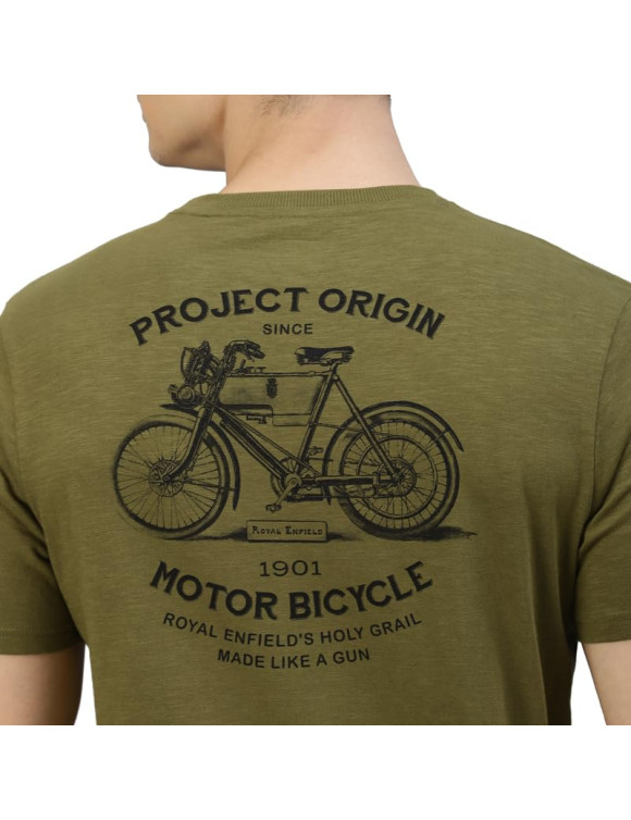 Royal Enfield Motor Bicycle Herren-T-Shirt Oliv - 4