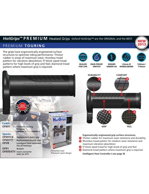 Oxford C800501 Premium Touring Heated Grips Kit 120mm - 3