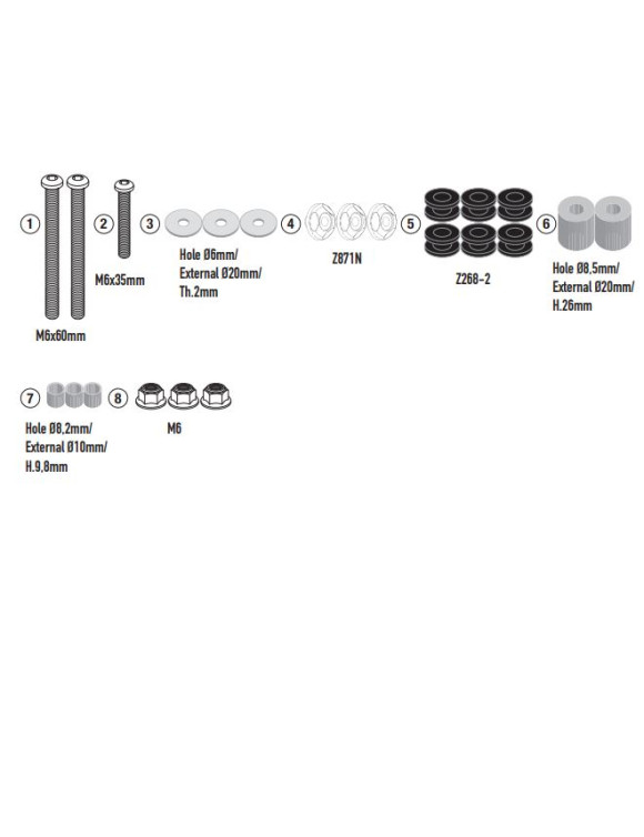 Spezifisches Montagekit Givi D7606KIT für Zontes 368 D - 1