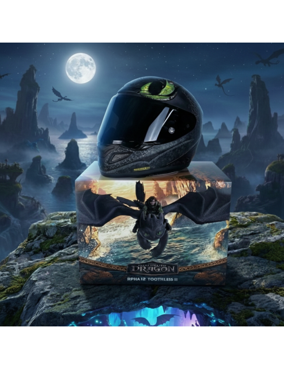 HJC RPHA12 Toothless Universal Full-Face Motorcycle Helmet - Black - 1