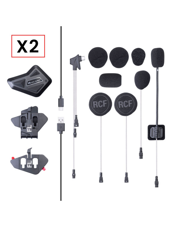 Interfono Casco Universale Midland Bluetooth BT Mini Doppio - 3 Interfono Casco Universale Midland Bluetooth BT Mini Doppio - 3