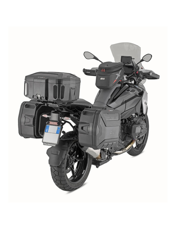 Maleta expandible Monokey Givi XP01PBA XSpace negra con textura aluminio cepillado - 6