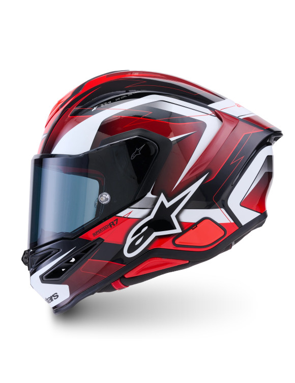 Casque Intégral Moto Alpinestars S-R7 Kinetis Noir/Rouge/Blanc Brillant - 2