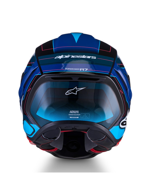 Alpinestars S-R7 Kinetis Glossy Black/Blue/Fluo Pink/White Full-Face Motorcycle Helmet - 7 Alpinestars S-R7 Kinetis Glossy Black/Blue/Fluo Pink/White Full-Face Motorcycle Helmet - 7