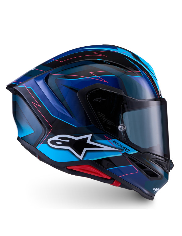 Casco Moto Integrale Alpinestars S-R7 Kinetis Black/Blue/White Lucido - 3