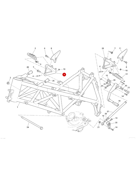 Reposapiés derecho placa frontal Ducati Superbike 82411231A - 3
