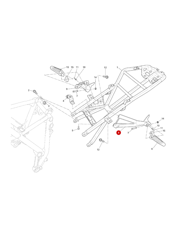 Plattformunterstützung hinten links Ducati 82411251A - 4 Plattformunterstützung hinten links Ducati 82411251A - 4
